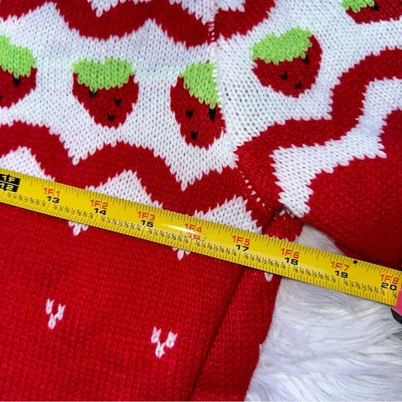 💌[ Dolls Kill ] Strawberry Shortcake Berry Charms Intarsia Cardigan Sweater - Picture 9 of 12